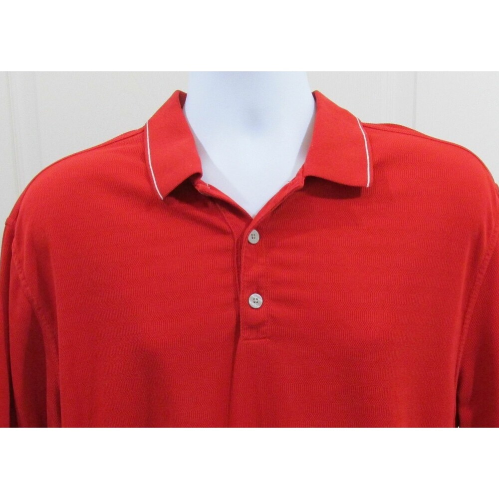 Nike Golf Shirt Men's Size L Red Herringbone Pattern Fit Dry Large polo